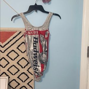 Vintage Metallic Budweiser One Piece Swimsuit